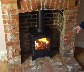 Charnwood Country 4 Wood Burner - installation in Send between Woking and Guildford, Surrey.